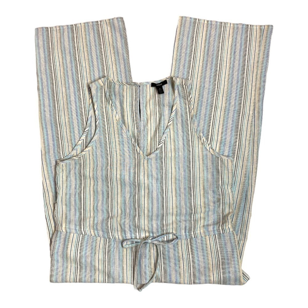 DREW Beige Striped Sleeveless Jumpsuit w/Pockets